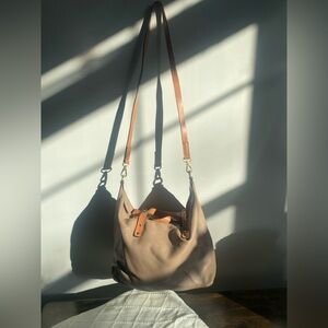 GAP Tan Pebble Leather Double Strap Hobo Bag